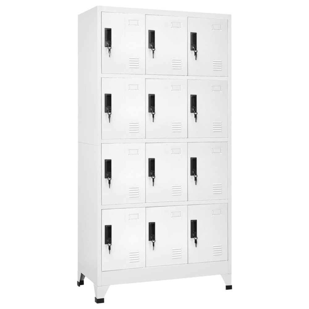 IKAYAA Metal Locker Cabinet with 12 Lockable Compartments, White
