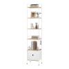 WOLTU 5-Tier Bookshelf with Drawer and Metal Frame view 1