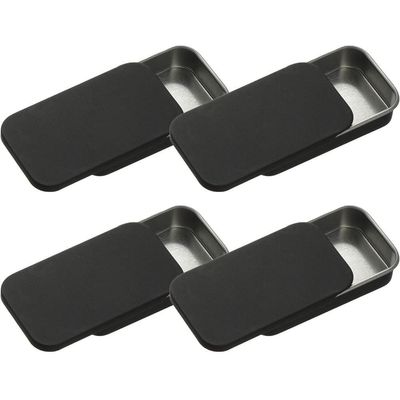4 Pack Empty Metal Tins with Sliding Lids