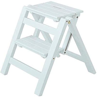 Folding 2-Step Stool, Multifunctional Portable Step Ladder, White