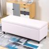 Leather Ottoman with Storage, Tufted Wood and Footrest, Modern Rectangular Coffee Table view 2