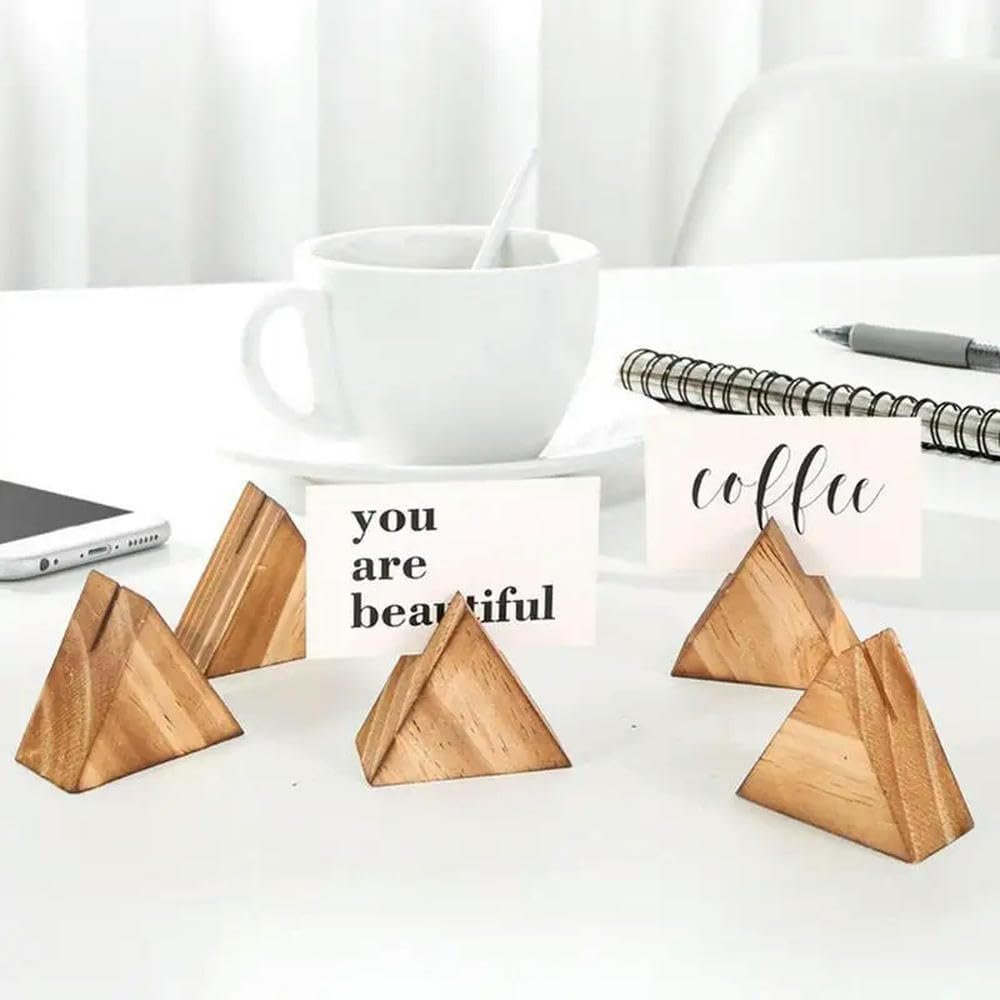 ZXFLOOR 10-Pack Wooden Card Holders for Photos, Table Numbers and Place Cards