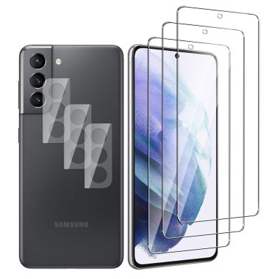 QZJinch 3+3-Pack Tempered Glass Screen & Camera Protectors for Samsung Galaxy S21 5G