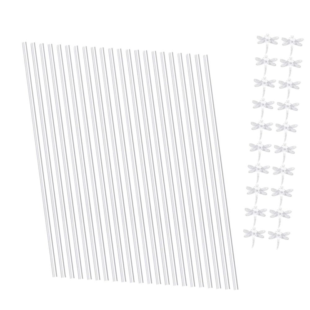 MOBUTOFU 20-Piece Acrylic Plant Support Sticks, Transparent Supports for Potted Plants and Garden Flowers
