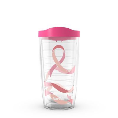 Tervis Pink Ribbon of Hope Insulated Tumbler, Made in the USA, Double-Wall, Keeps Drinks Cold or Hot, 16 oz, Classic