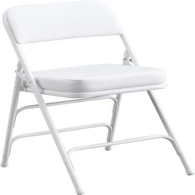 BOOSDEN Folding Chair, White Faux Leather, Metal Frame, Thickly Padded, Indoor & Outdoor