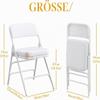BOOSDEN Folding Chair, White Faux Leather, Metal Frame, Thickly Padded, Indoor & Outdoor view 3