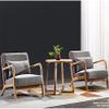 Mid-Century Modern Lounge Chair with Linen Cushion and Wood Frame view 3