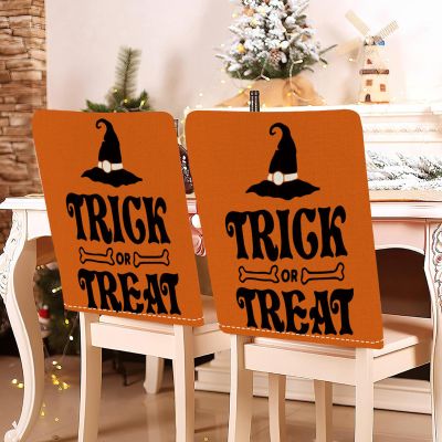 Hiseng Halloween Chair Covers, 2/4/6/8-Piece Set, 58 x 49 cm, Cotton-Linen Dining Chair Covers, Halloween 9, 8-Piece Set
