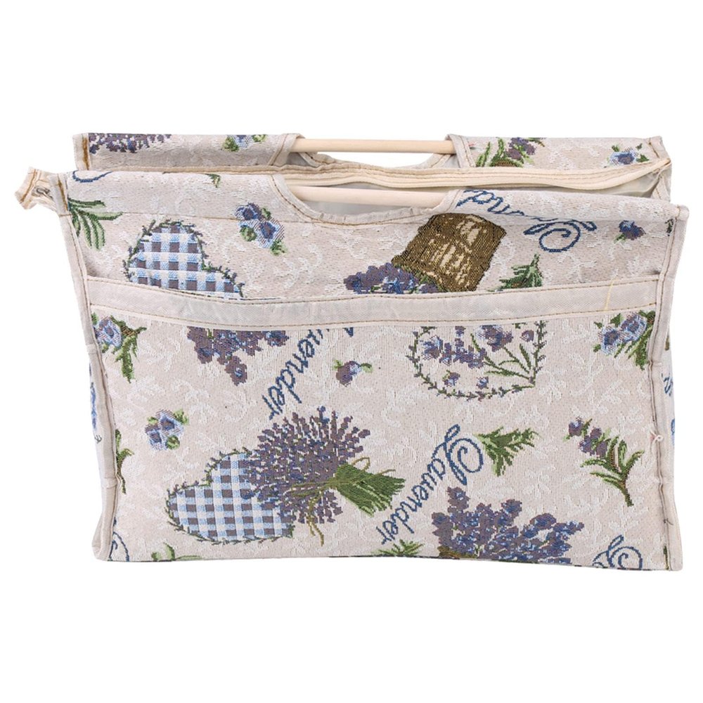 lvifloae Large Felt Storage Bag with Deer Embroidery, Purple Flower Decor