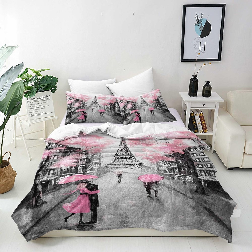 ANHOPE Paris Eiffel Tower Duvet Cover Set, 200 x 200 cm, 2 Pillowcases, 65 x 65 cm