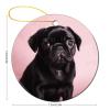 Cute Black Pug Ceramic Christmas Ornament view 2