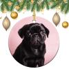 Cute Black Pug Ceramic Christmas Ornament view 3