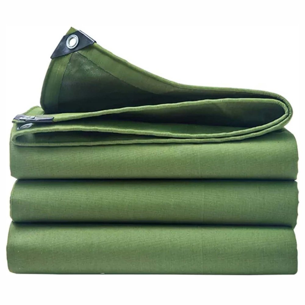 Heavy-Duty Waterproof Tarp, 2 x 12 m, Green, with Eyelets