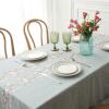 Blue Washable Polyester Tablecloth with Floral Embroidery, Square 140 x 140 cm view 3