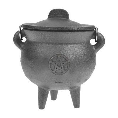 Cast Iron Witch Pot Candle Holder with Lid and Handle