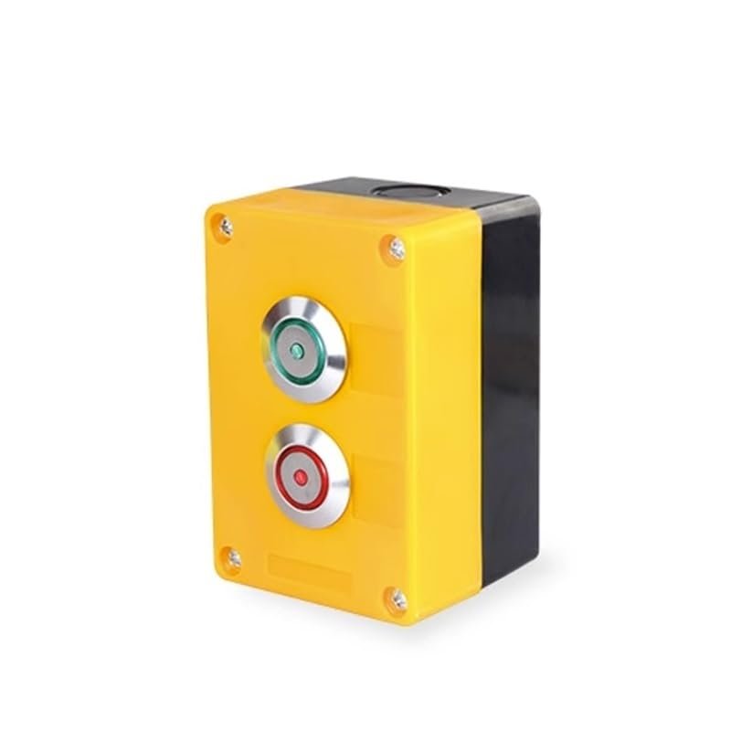 BX2-25 25 mm Two-Hole Metal Push Button Switch with Box, Momentary/Self-Locking, IINKUEYK (Self-Locking, 3–6 V)