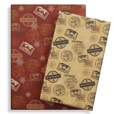Christmas Wrapping Paper, Vintage Kraft Paper, 4 Folded Sheets