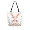 Mnsruu Cartoon Little Bunny Canvas Tote Bag for Women, Large Shoulder Bag, Reusable Grocery Shopping Bag, Handbag, A1386, 34.5 x 13 x 40 cm view 1