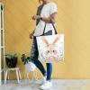 Mnsruu Cartoon Little Bunny Canvas Tote Bag for Women, Large Shoulder Bag, Reusable Grocery Shopping Bag, Handbag, A1386, 34.5 x 13 x 40 cm view 2