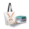 Mnsruu Cartoon Little Bunny Canvas Tote Bag for Women, Large Shoulder Bag, Reusable Grocery Shopping Bag, Handbag, A1386, 34.5 x 13 x 40 cm view 3