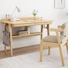 Solid Oak Desk with Drawer and Storage Shelf, Modern Small Home Office Desk for Bedroom, 78.9 cm, Natural Oak view 1