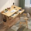 Solid Oak Desk with Drawer and Storage Shelf, Modern Small Home Office Desk for Bedroom, 78.9 cm, Natural Oak view 2