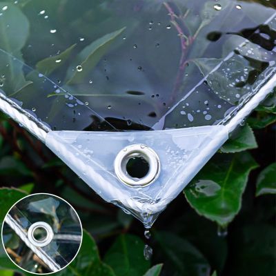 Transparent Waterproof PVC Tarp with Grommets, 0.3 mm Thick, 1.2 m x 8 m, Green