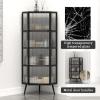Corner Wine Cabinet with Glass Display Case for Dining or Living Room view 4