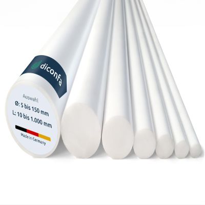 diconfa PTFE Teflon Virgin Round Rod, Cut to Size, 45 mm x 120 mm