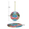 Flamingo and Swimming Pool Round Ceramic Christmas Ornament view 4