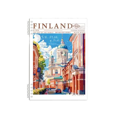 Joucien 10-Hole European-Style Loose-Leaf Notebook, Landscape, A5, 60 Sheets, Grid Style