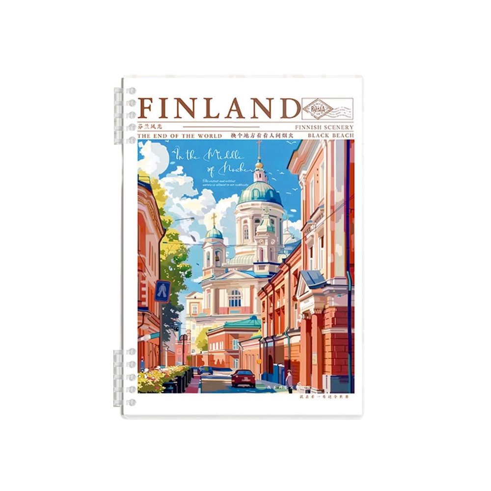 Joucien 10-Hole European-Style Loose-Leaf Notebook, Landscape, A5, 60 Sheets, Grid Style