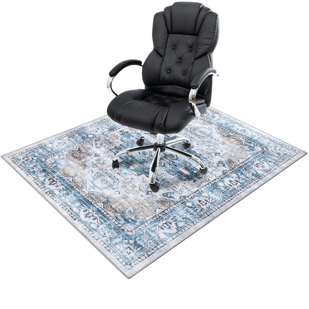Homcomodar Chair Mat 90 x 120 cm for Hardwood Floors, Blue