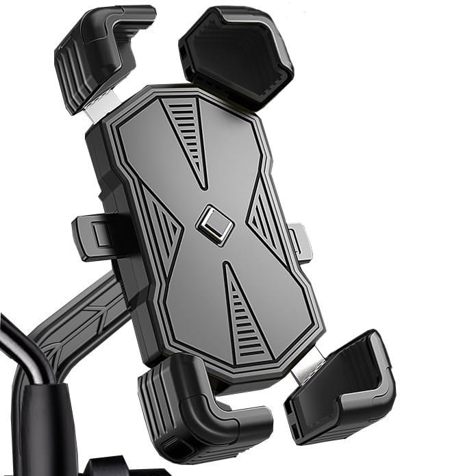 UYTKTN Motorcycle Phone Mount for Ducati Scrambler Mach 2.0 Classic 2018, 360° Rotating Shock-Absorbing Holder, Rearview Mirror, Black