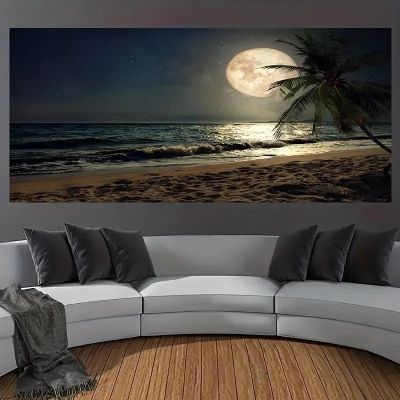 CHAOJIART Lazy Beach Sunset Canvas Wall Art, Nordic-Style Poster, 60 x 120 cm, Unframed