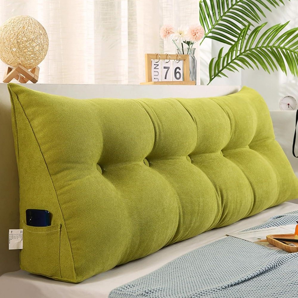 OBABO Backrest Pillow, Reading Pillow for Bed and Sofa, Wedge Cushion, Green, 180 × 50 × 20 cm