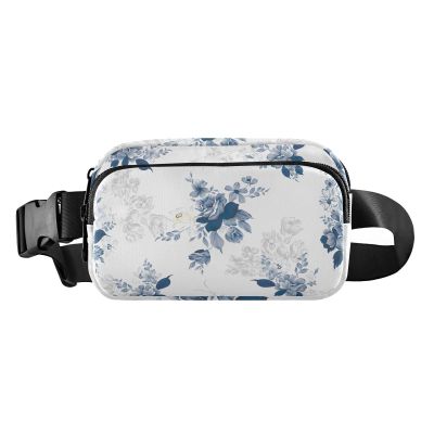 Women’s Men’s Teen Belt Bag, Blue-Green Flowers Farmhouse, One Size