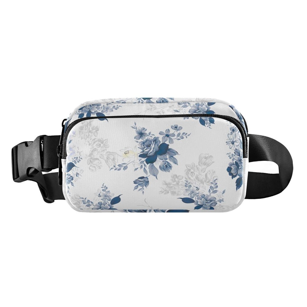Women’s Men’s Teen Belt Bag, Blue-Green Flowers Farmhouse, One Size