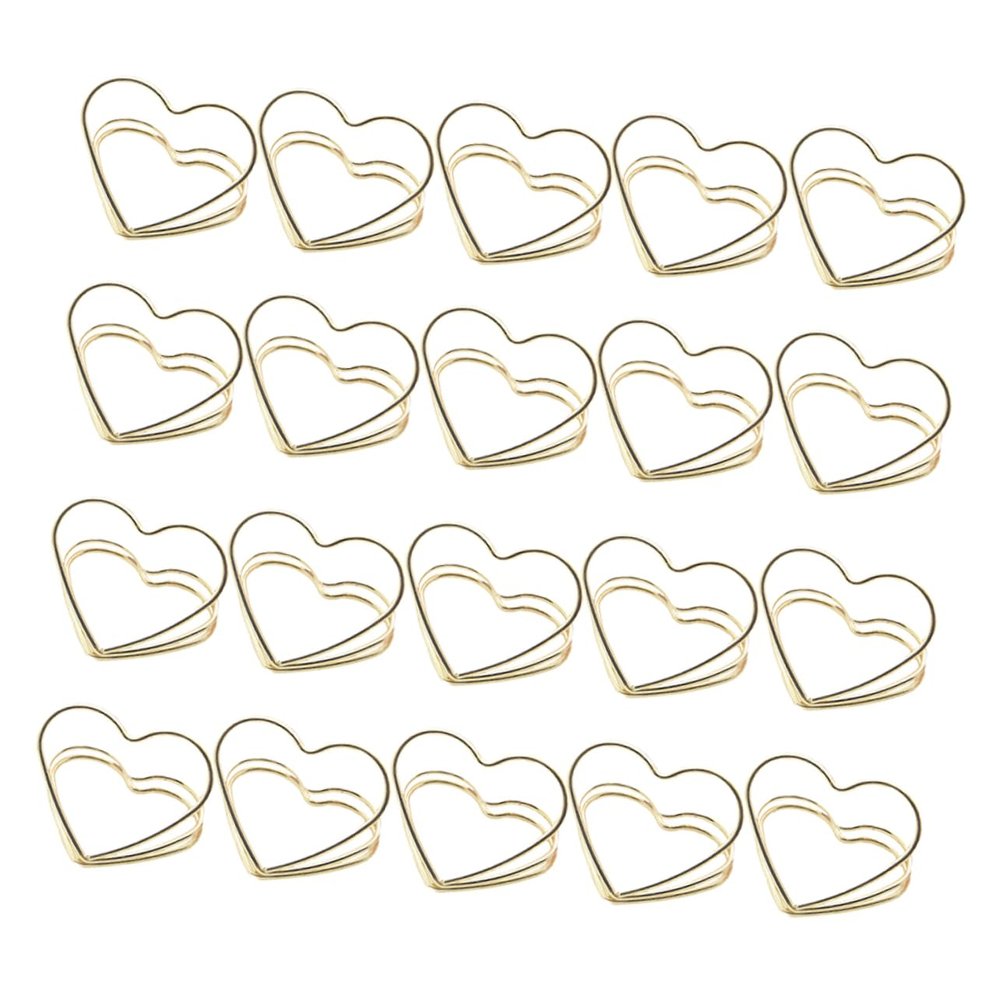 Lurrose 60-Piece Metal Double-Layer Heart-Shaped Memo Clips