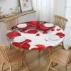AUBKFELD Red Rose Petal Printed Round Tablecloth with Elastic Edge, S (48 in Diameter) view 2