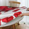 AUBKFELD Red Rose Petal Printed Round Tablecloth with Elastic Edge, S (48 in Diameter) view 4
