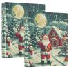 3.8 cm 3-Ring Binder with Christmas Scene, Santa and Snowman, Holds 200 Sheets, 1 Pack view 3