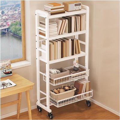 RCJCQSR 5-Tier Rolling Bookshelf, Mobile Storage Cart