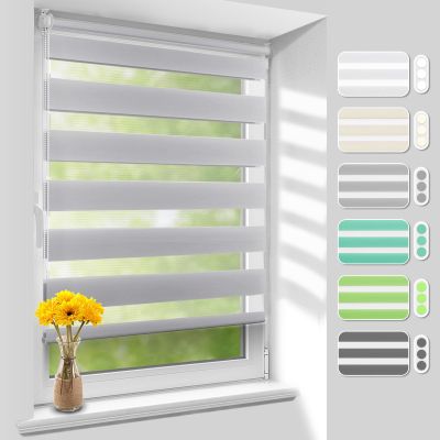 Homland Double Roller Shade, No-Drill Clip-On, 40" W x 59" H, Gray
