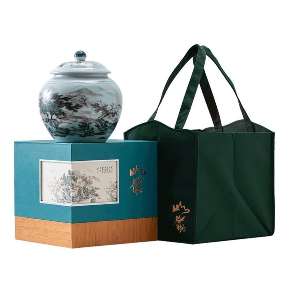 Hand-Painted Ceramic Tea Storage Container with Gift Box