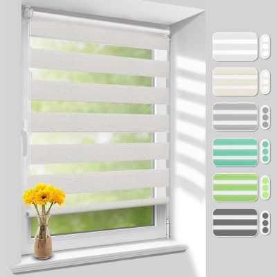 Homland Double Roller Blind, 75 x 200 cm, Clamp-Fit, No Drilling, Linen