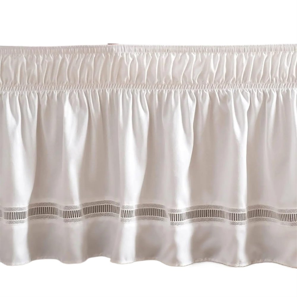 SUBLXPoten Bed Skirt with Embroidery and Ruffles, Adjustable Straps, 15 in. High, 71 x 79 x 15 in.