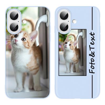Yoedge Personalized Silicone Phone Case for iPhone 16 Plus 6.7", Light Blue
