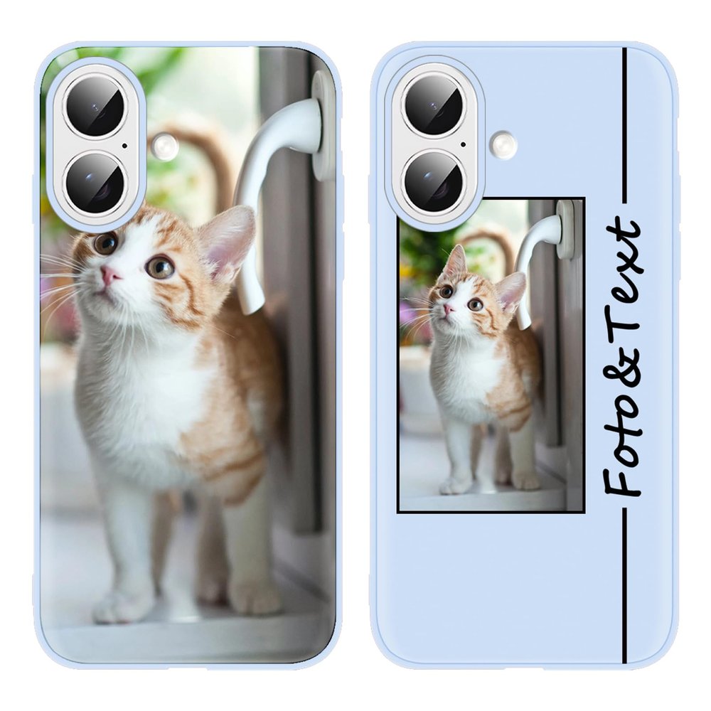 Yoedge Personalized Silicone Phone Case for iPhone 16 Plus 6.7", Light Blue